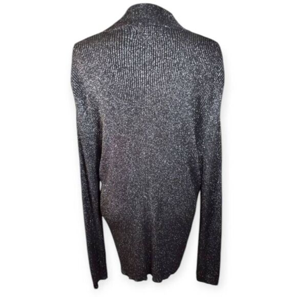 I.N.C. INTERNATIONAL CONCEPTS MENS BLACK & METALLIC SILVER ZIP FRONT SWEATER SZ. - Picture 7 of 10
